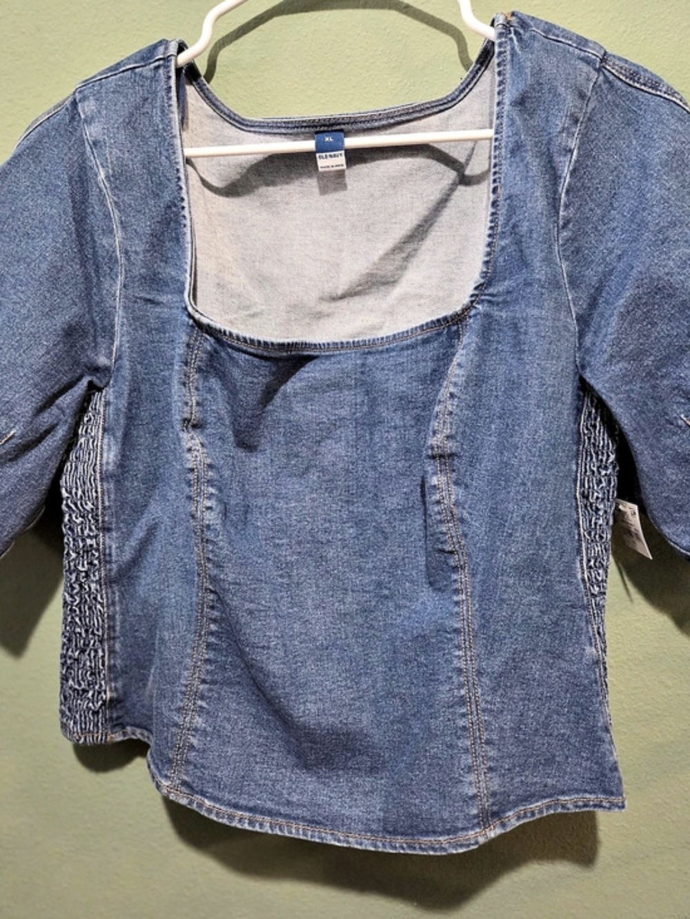 Old Navy Square-Neck Denim Cropped Top Blue XL